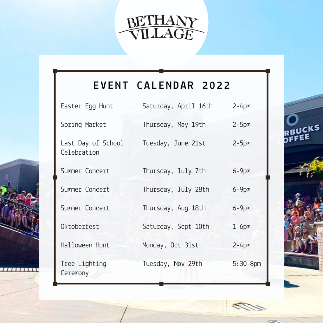 bethany village event calendar 2022