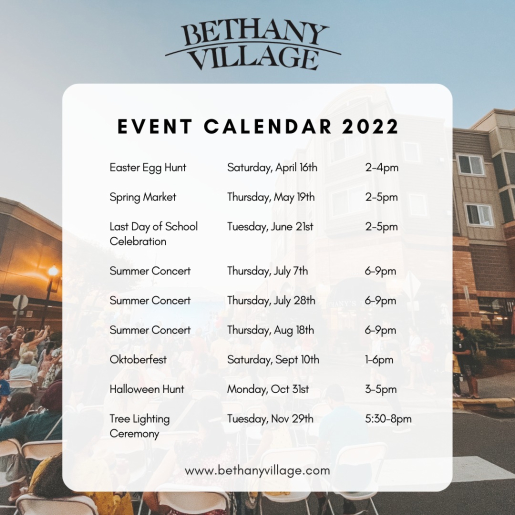 bethany village event calendar