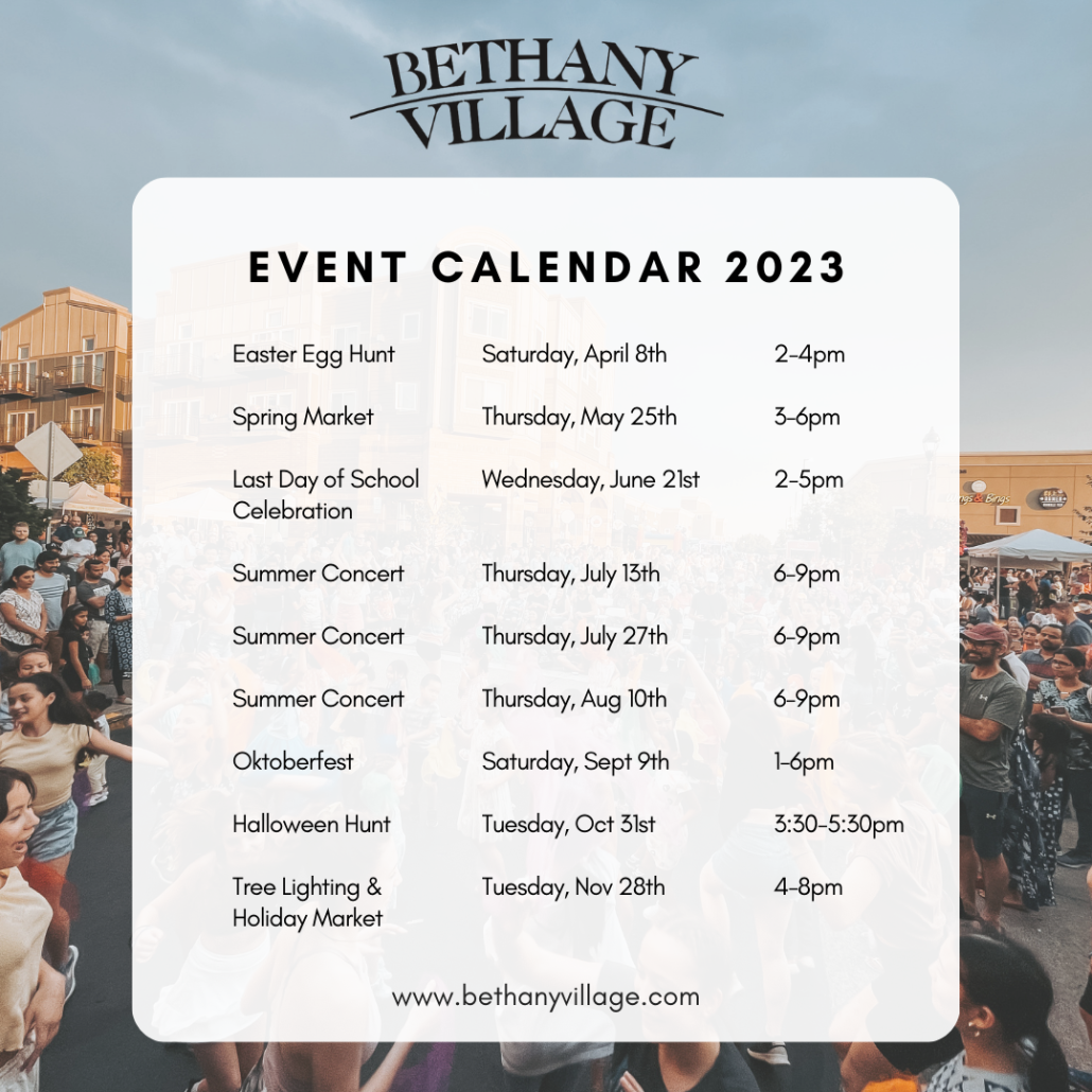bethany village event calendar 2023