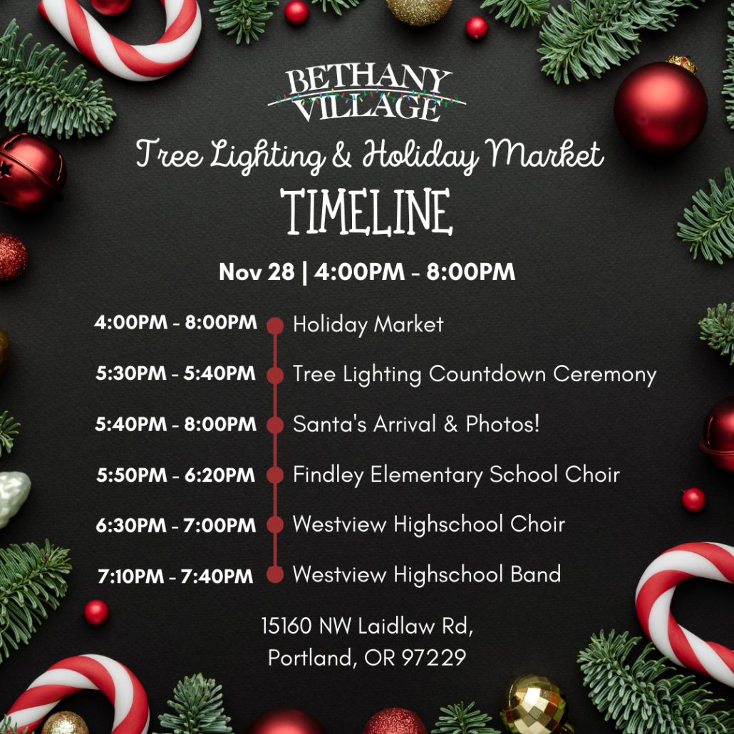 Bethany Village Tree Lighting Schedule of Events