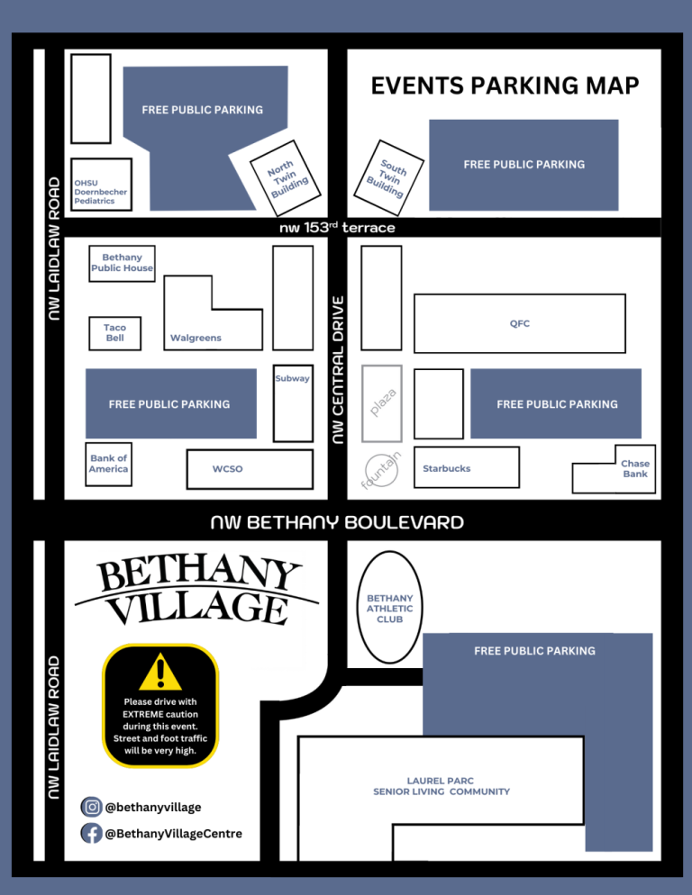 Bethany Village Event and Free Parking May