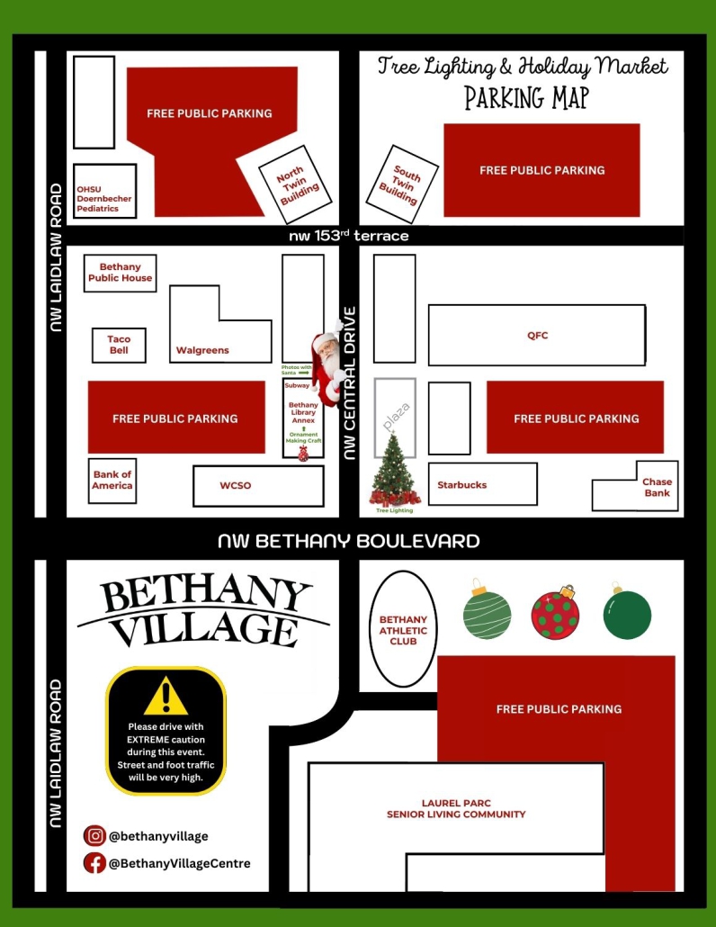 Tree Lighting and Holiday Market Parking Map