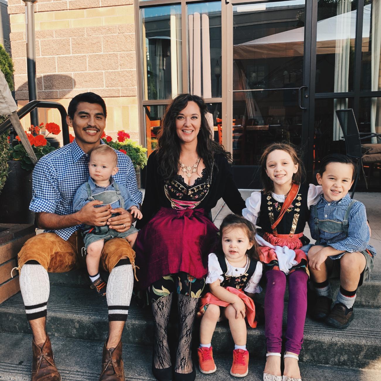 Family photo at Bethany Village Oktoberfest in Portland Oregon