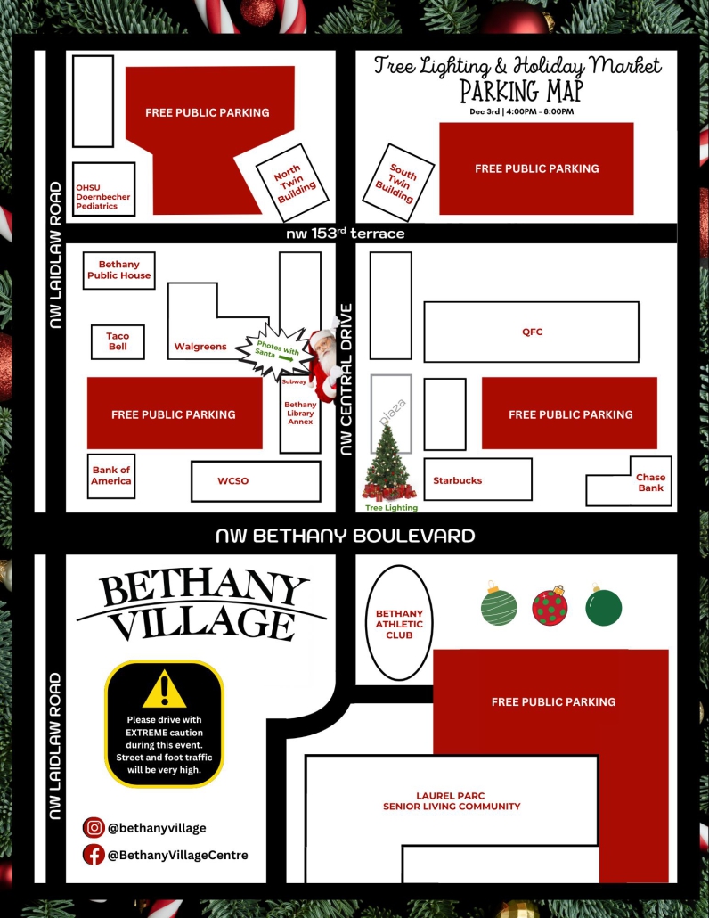 Tree Lighting and Holiday Market Parking Map